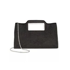 INC Juditth Hotfix open handle faux-leather medium clutch shoulder bag -BLACK